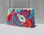 Large makeup bag, cosmetic bag, toiletries pouch, Funky Flowers