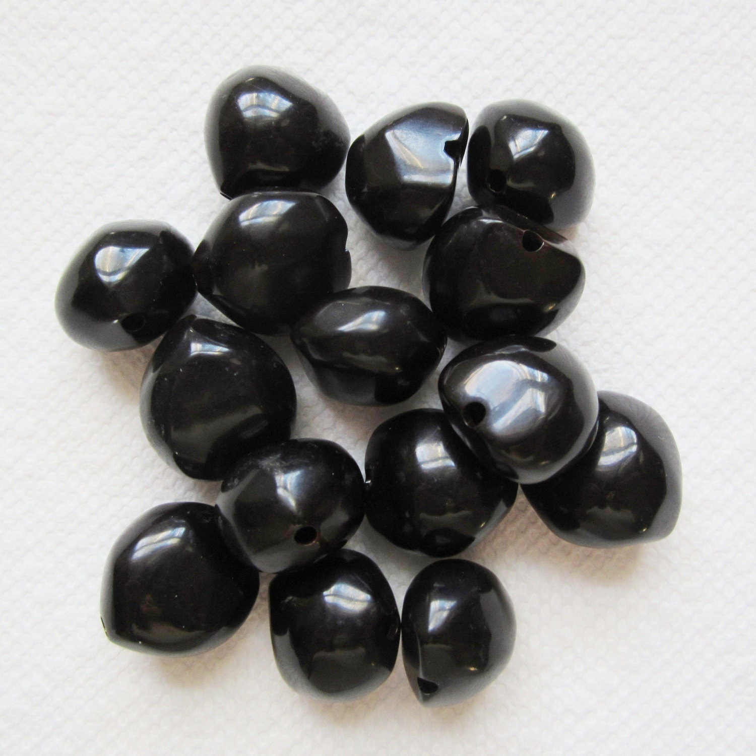 Kukui Nut Beads Black Drilled 20 23 mm 15 by BlueRidgeBeadery