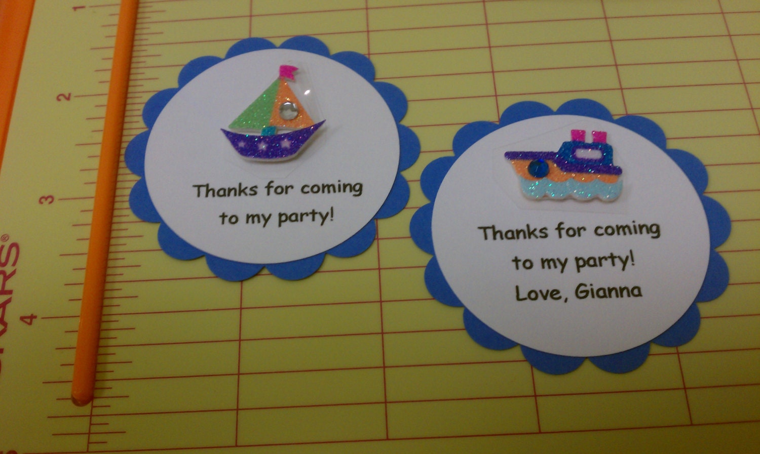 custom boat party favor, thank you, birthday tags - set of 8