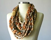Infinity scarf big chain, fiber necklace, earth tones loop neckwarmer, women accessories, chunky loop scarf
