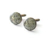 Real Lichen cufflinks - grey green woodland cuff links- Hypogymnia physodes
