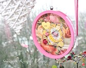 Sweet Lemon Framed Wall Hanging, Cute Designs on a Vintage Flower Background, Home Decor, Vintage Chic