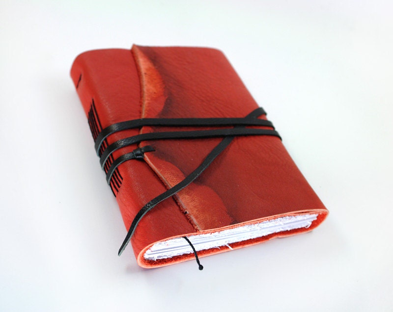 Red Leather Journal - Handmade Journal / Notebook / Diary