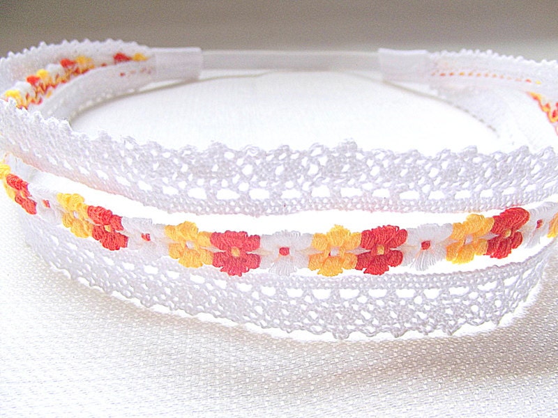 Floral Lace Headband, Stretchy Headband, Multi Strand Headband