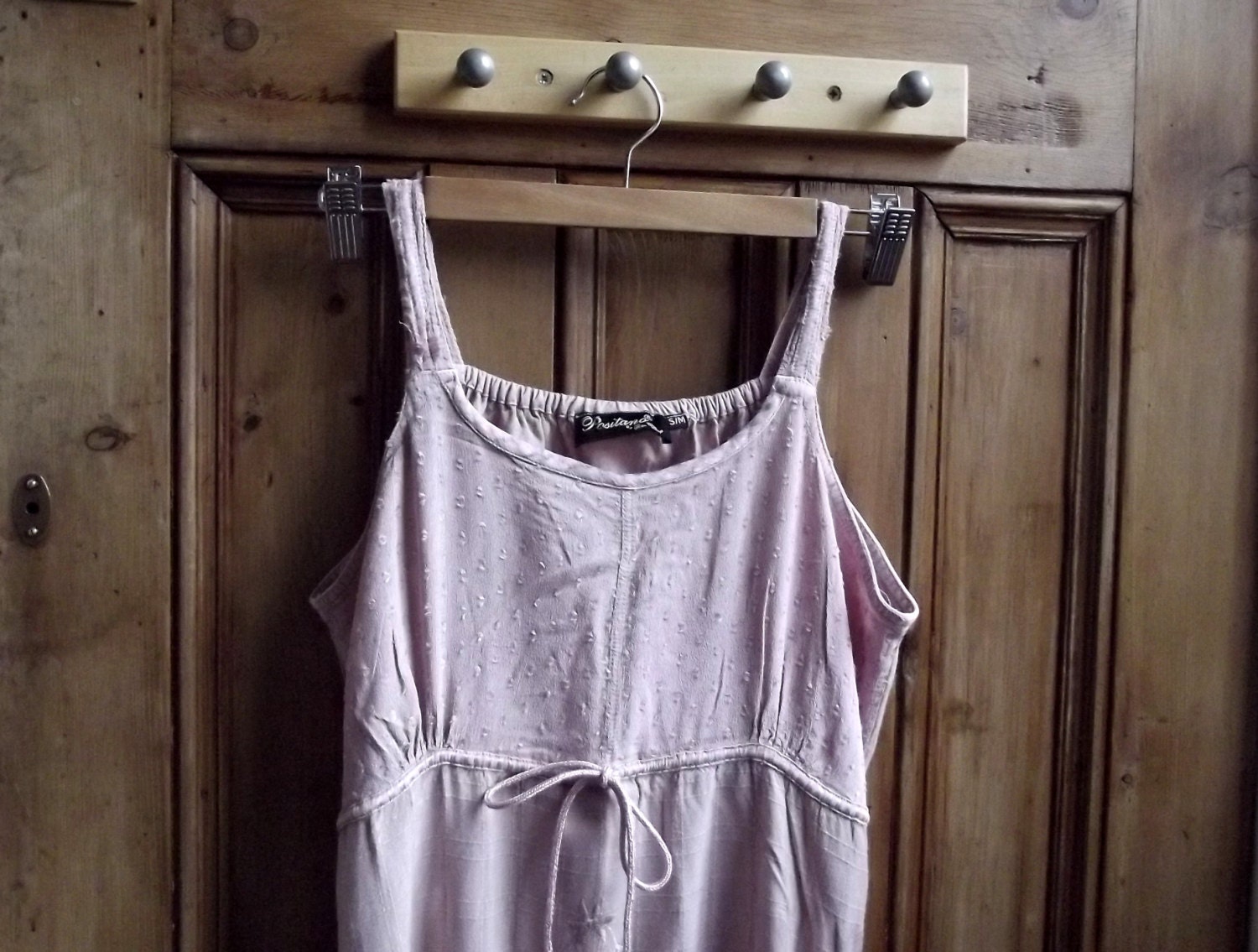 womens clothing vintage strappy sun dress summer  festival dusky pink uk 10 us 8 embroidered flowers