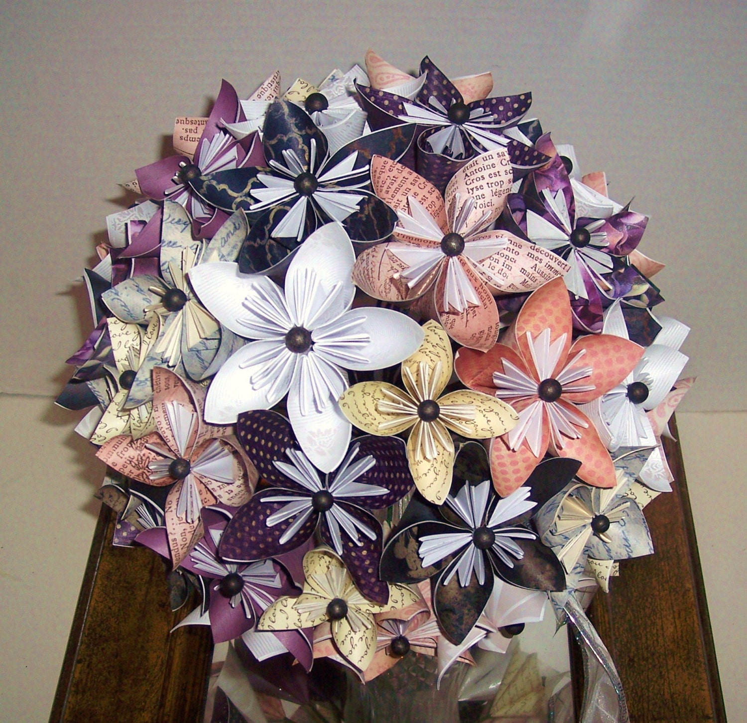 Origami paper flower wedding bouquet - MADE TO ORDER