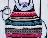 Bright Cottage-Chic Multi-Colored Vintage Trim Apron