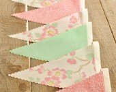 Cherry Blossom  - Vintage Bunting Banner - Free Shipping US and Canada