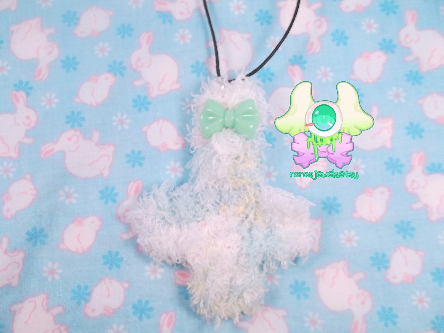 Creepy Cute Inverted Fluffy Cross Necklace Pastel