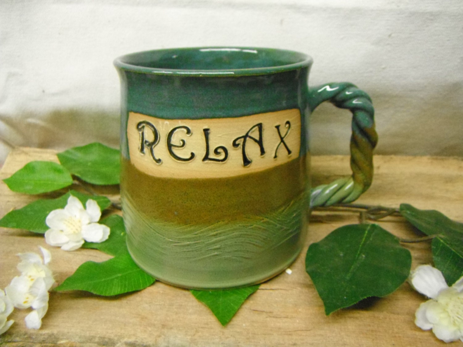 Jumbo Coffee Mug - RELAX - Inspirational - Southwest Turquoise