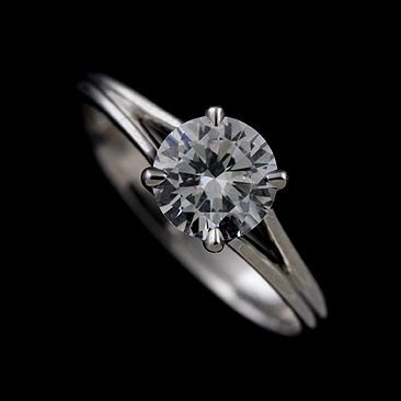 Classic Modern Style Solitaire Cubic Zirconia 14K White Gold Engagement Ring