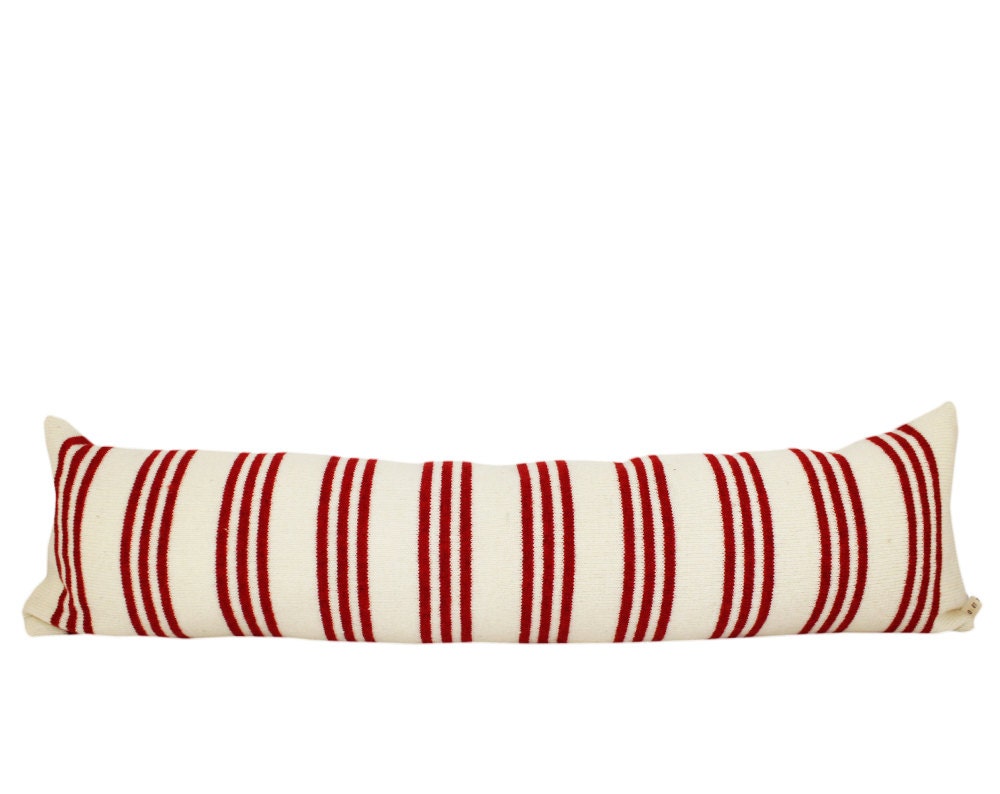Toddler bed bumper - soft knitted - white and red stripe 8"x30", includes insert