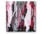 ORIGINAL Tree Painting - Tree Art - 12x12 Available in SET - glossy home accent piece white pink fuchsia brown black living room art - GIFT