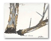 ORIGINAL Painting - 11x14 small painting Tree Art  Original art Painting of trees Landscape neutral white blue gray yellow Office Art