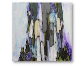 ORIGINAL Painting of Trees - Tree Art 12x12 - home accent glossy art purple lavender beige blue gray brown white office living room art