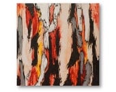 ORIGINAL Painting of Trees - Tree Art 12x12 - home accent piece glossy red orange yellow gray brown white office living room art - GIFT