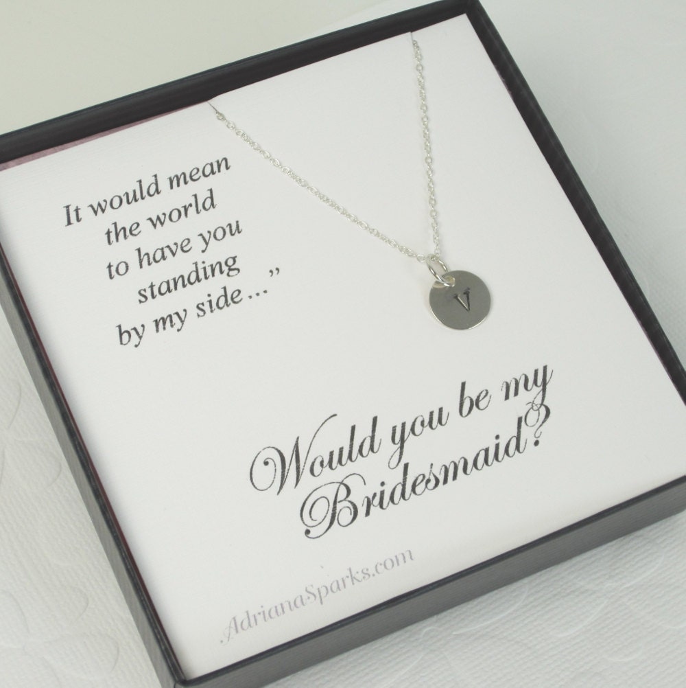 Silver Initial Necklace Set of 9 ,Personalized Pendant, Bridesmaids Monogram Pendant, Monogram Jewelry,Wedding Jewelry