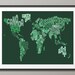 Typographic Text Map of the World Map, Art Print 18x24 inch (603)