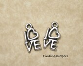 6 - 14 x 7 mm Love Charms, Silver Charms ts149