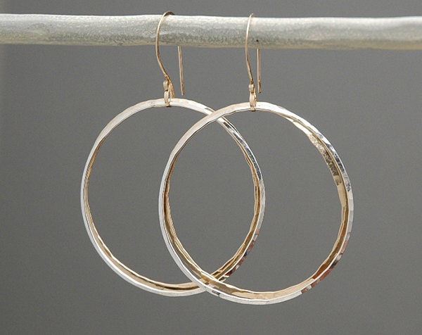 Sterling Silver and Gold freeform metalwork dangle earrings - NAPA VALLEY CHARM Collection