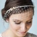 Bridal ivory birdcage veil with Swarovski pearls and crystals, beaded wedding veil, bridal birdcage headband