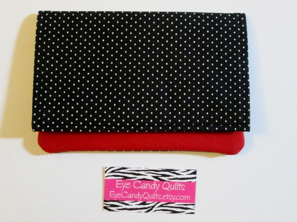 Wallet, Women's wallet, Fabric wallet, Small wallet, Black White and Red wallet