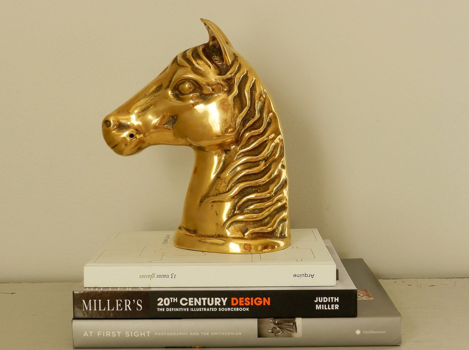 Vintage Brass Horse Head Figurine Sculpture Mare Stallion Equestrian Old Hollywood Regency Decor