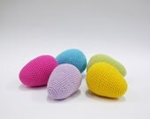 Easter Eggs Crocheted Toy Multicolored Easter  Amigurumi Food Home Decor Set of 5 eggs