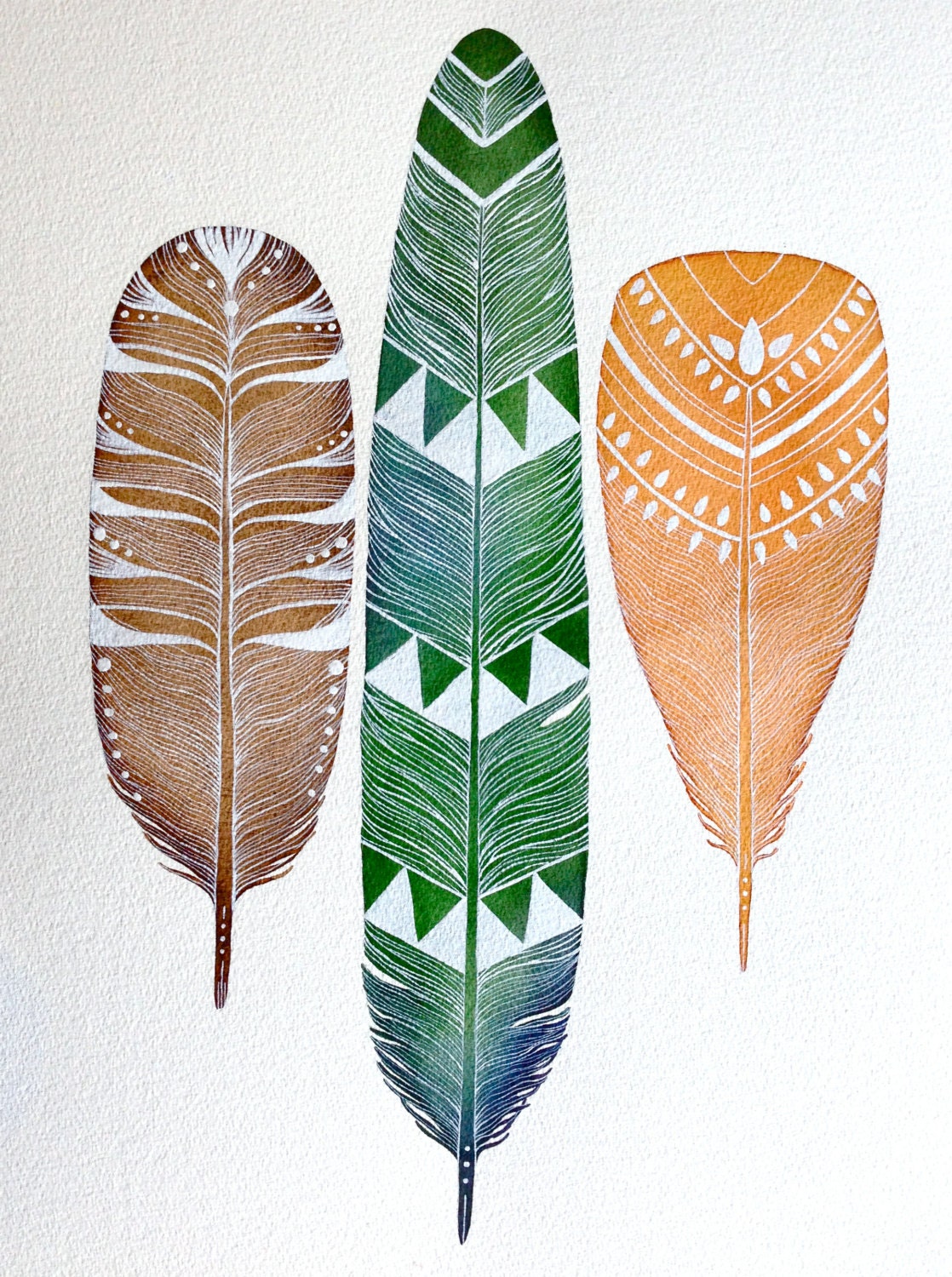 Watercolor Painting - Orchard Feathers - Nature Art Painting - 8x10 Archival Print