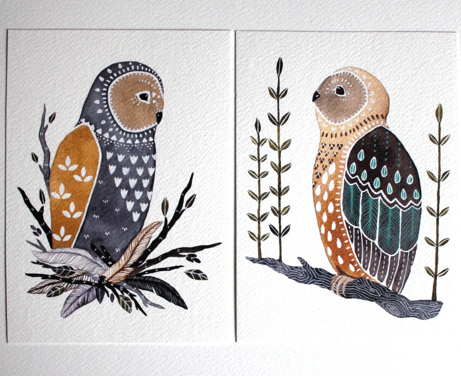 Owl Illustration Painting - Watercolor Art - Archival Print - Little Owl Manu by Marisa Redondo