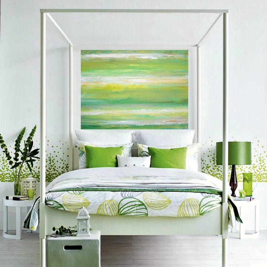 Acrylic Abstract Painting Fine Art on Gallery Canvas Titled: Key West 36x48x1.5" by Ora Birenbaum