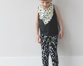 Hand Printed 'Stalactite' Leggings in Gold, White, and Slate on Black