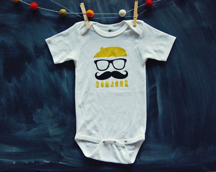 Baby ONESIE - Mustache French Man - Bonjour Onesie