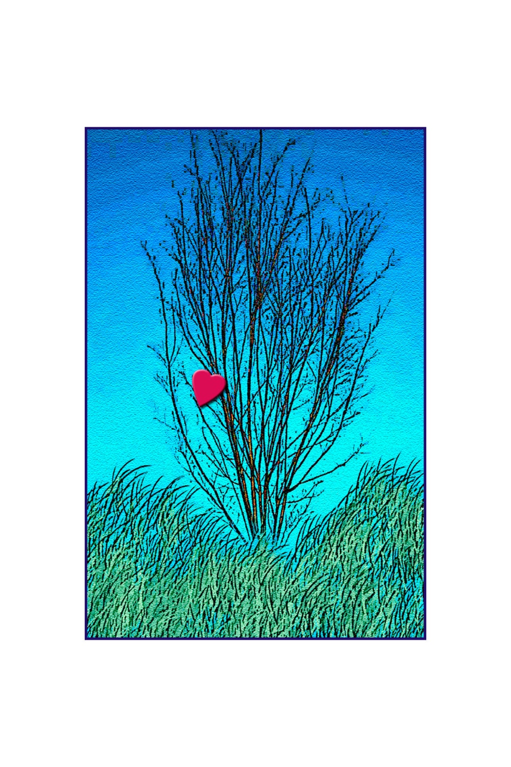 Hearts In The Dune:  Watercolor/Digital Photograph, Modern Art Card. Printed on a Velvet-like Premium Matte Plus.