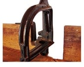 Antique Iron Hand Tool - Miter Box on Aged Wood - Millers Falls Mitre Woodworking - Industrial Primitive