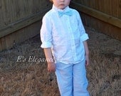 Boys Seersucker Pants and Matching Bow Tie Set Spring Summer Wedding Baptism Outfit 