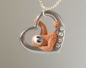 fanART- "Heart sloths hang around" -unique sloth, gift for her, cool gift for teenager, easter gift