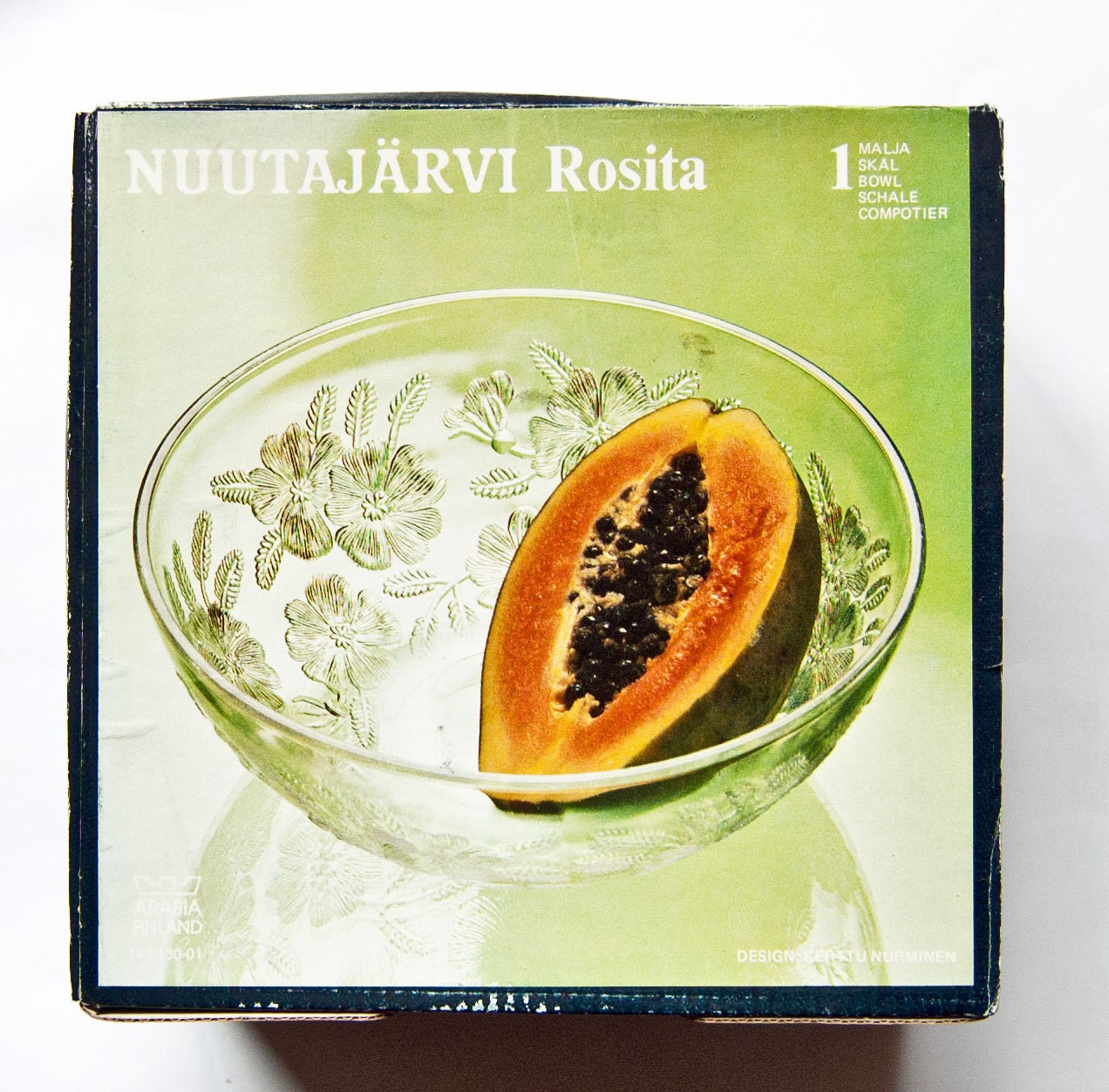 Nuutajarvi Rosita Finland, Glass Fruit Bowl , Kerttu Nurminen