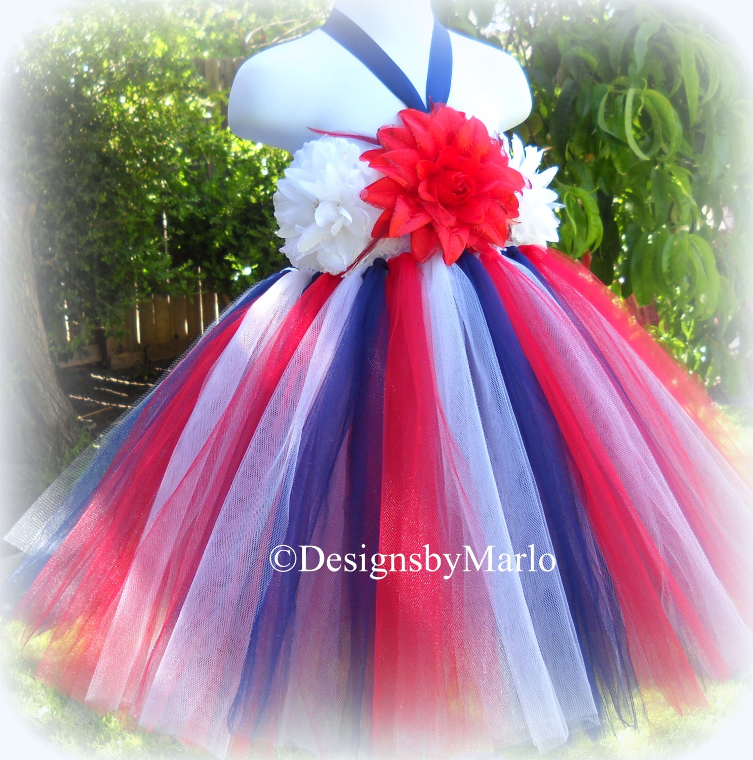 Red white navy blue patriotic tutu dress 4th of July 2T 3T Tulle dress pageant dress flower girl dress Handmade tutu dress