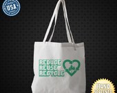 Reduce Reuse Recycle Screen Printed American Apparel Poly-Cotton Oversized Tote Bag.