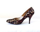 Vintage 60s Leopard Print Heels Stiletto's Size 7 1/2 US Women's