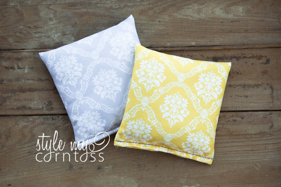 Cornhole Bags - Full Set (8 bags) // Damask Pattern