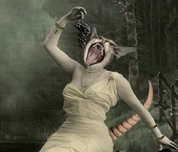 The Evil Queen - Vintage Animal 5x7 Print - Altered Photo - Anthropomorphic - Digital Collage - Collage Art - Cat Photo - Funny Animal Prin