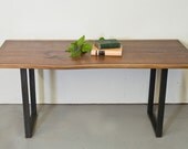 Dining Table - Live Egde Walnut Slab w/Steel Base by Dylan Design Co.