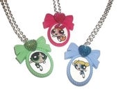 Powerpuff Girl Cameo Necklace, Choose Blossom, Bubbles or Buttercup, Kawaii Jewelry