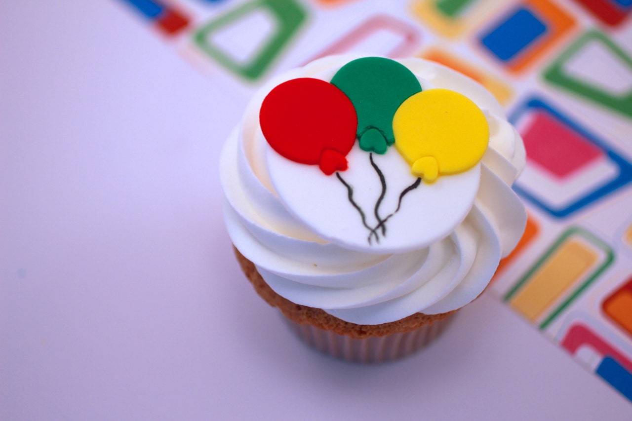 Balloons Fondant Cupcake Toppers