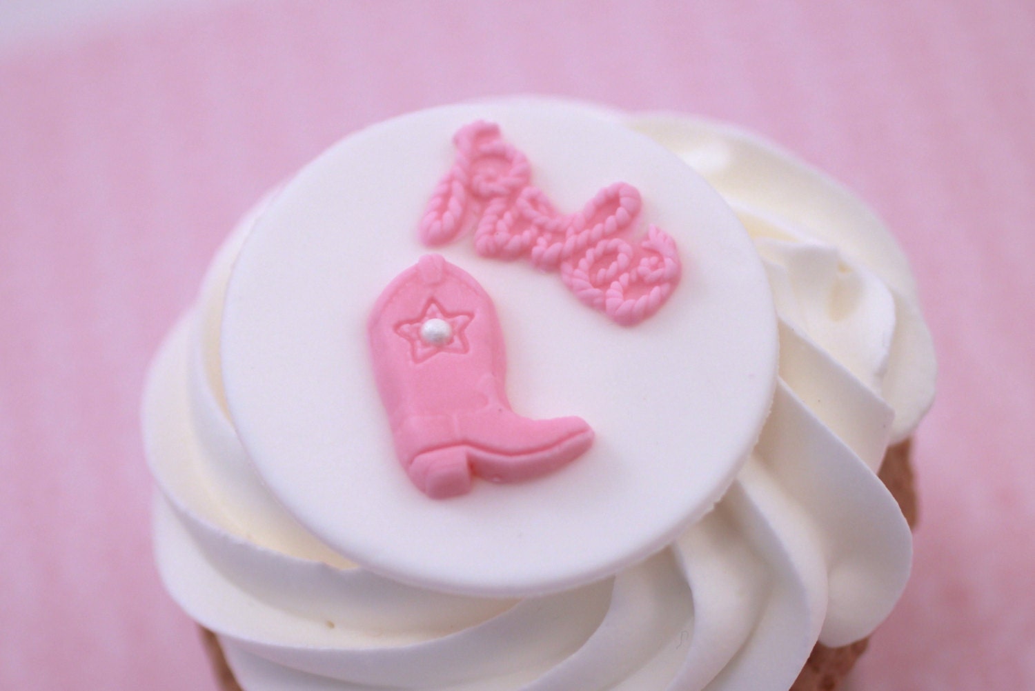 Cowgirl Boot Rodeo Theme Fondant Cupcake Toppers