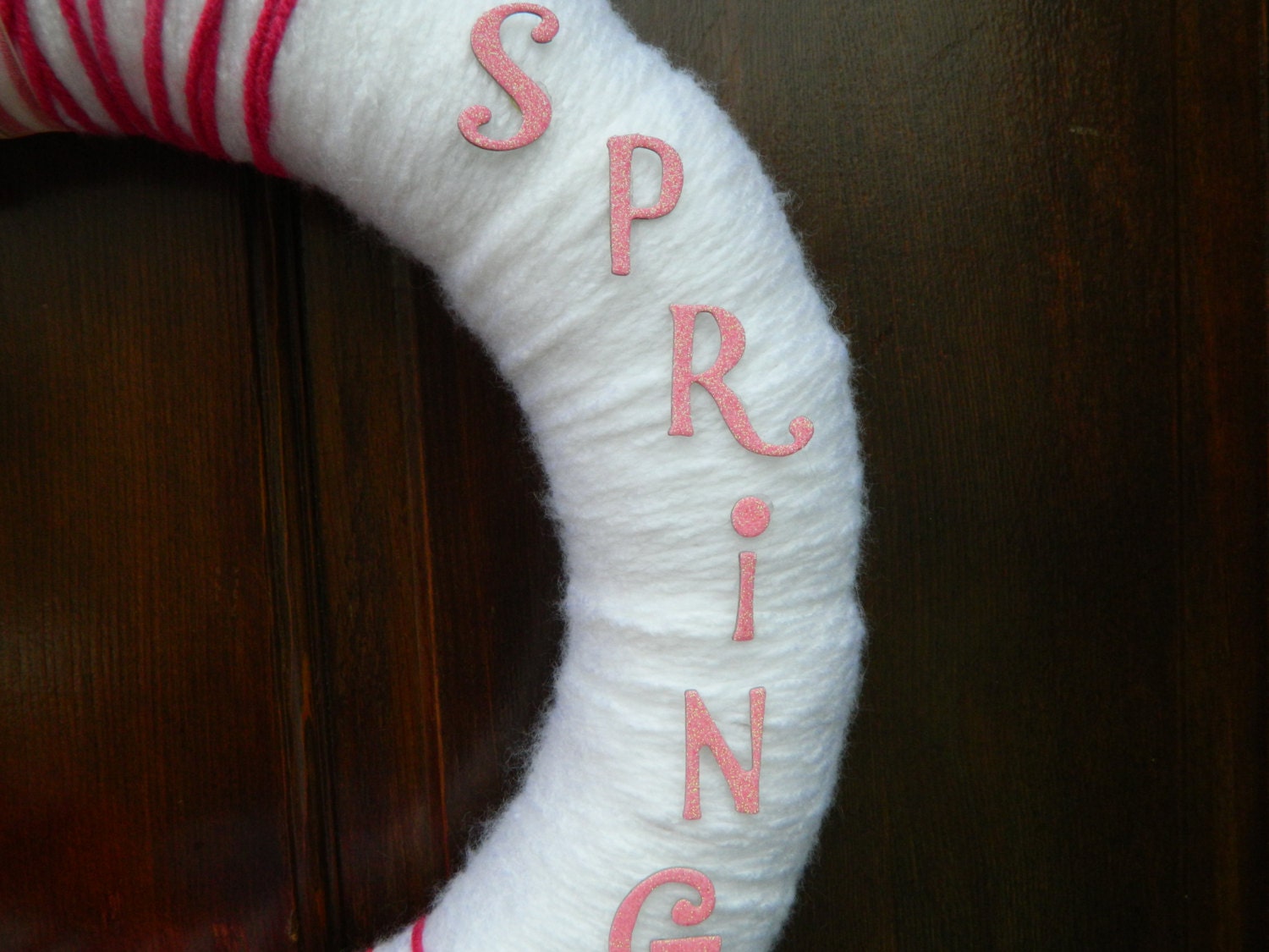 Spring Wreath - Yarn Wrapped Wreath - Bright Eco-Friendly Felt Flower Wreath - 12 Inch