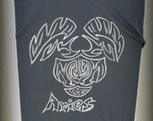 Unisex Tshirt  Horoscope Tshirt Aries Horoscope  Men Women T-Shirt  Hand painted Custom Tshirt S M L Earth Friendly Tee- By PiYOYOt