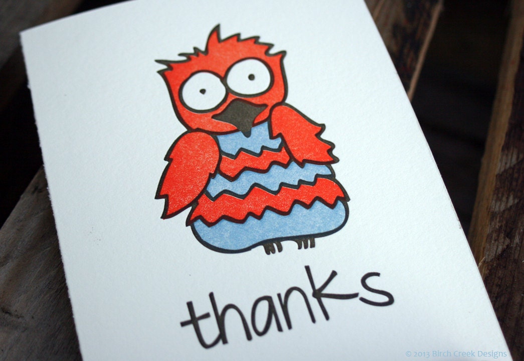 Owl Thank You Letterpress Card